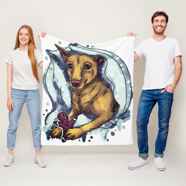 Miniatur Pinscher och gingerbröd Fleecefilt (På plats)