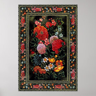 Miniatura persa de preciosas flores brillantans poster