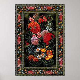 Miniatura persa de preciosas flores brillantans poster