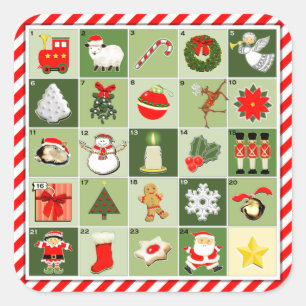 Miniature Advent Calendar Fyrkantigt Klistermärke