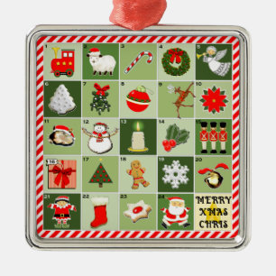 Miniature Advent Calendar-presentationer Julgransprydnad Metall