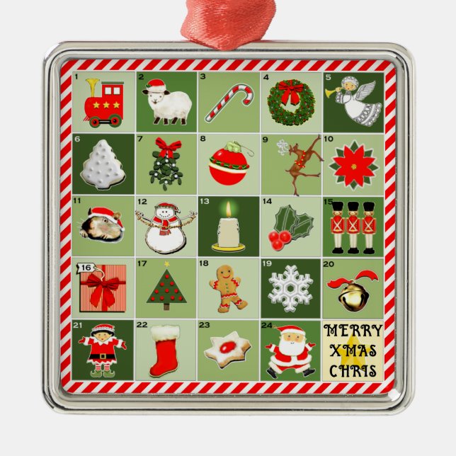 Miniature Advent Calendar-presentationer Julgransprydnad Metall (Framsidan)