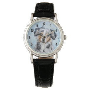 Miniature American Shepherd-målning - Hundkonst Armbandsur