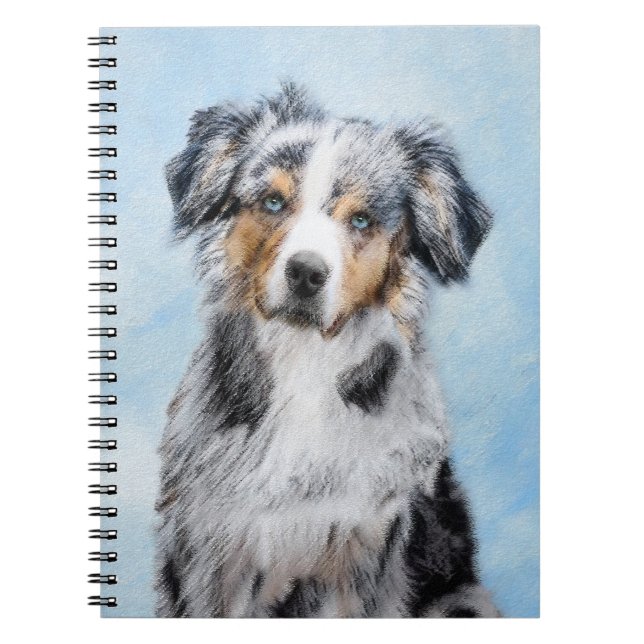 Miniature American Shepherd Painting - Hund Art Anteckningsbok (Framsidan)