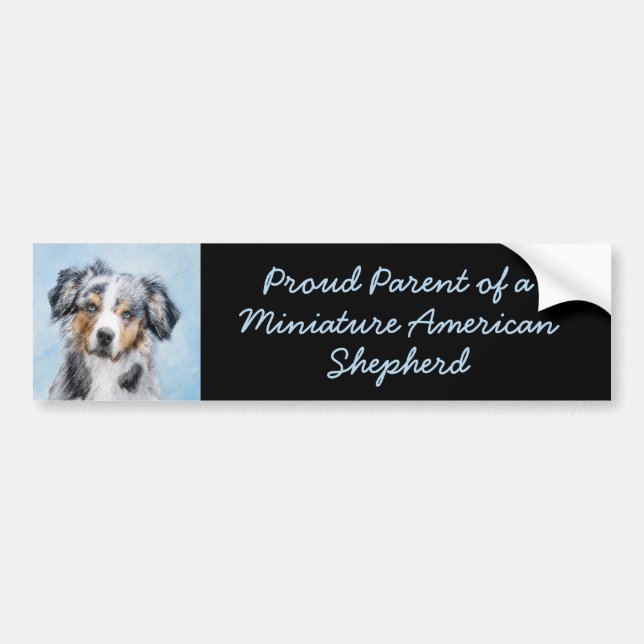 Miniature American Shepherd Painting - Hund Art Bildekal (Framsidan)