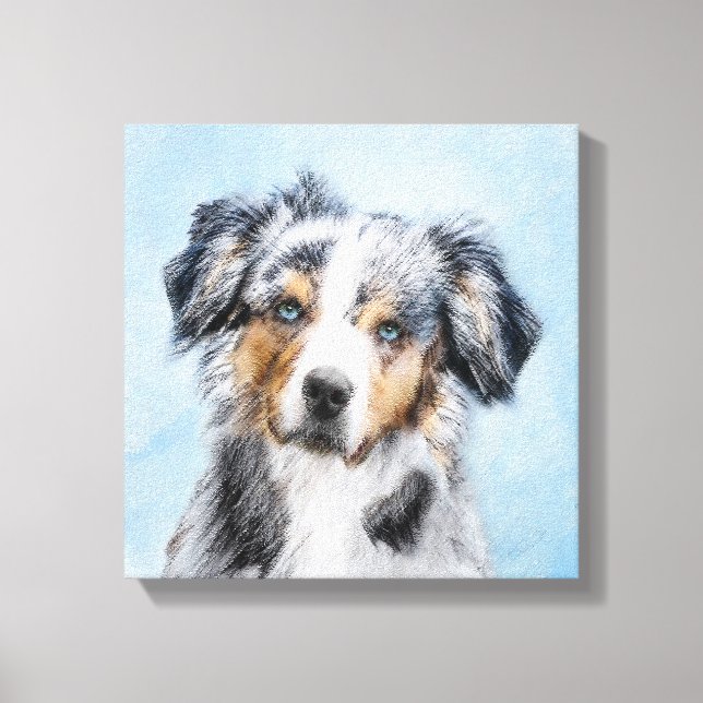 Miniature American Shepherd Painting - Hund Art Canvastryck (Framsida)