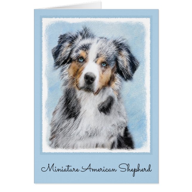 Miniature American Shepherd Painting - Hund Art Hälsningskort (Framsidan)