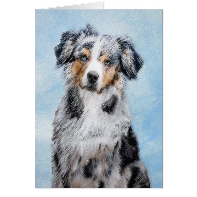 Miniature American Shepherd Painting - Hund Art Hälsningskort (Framsidan)