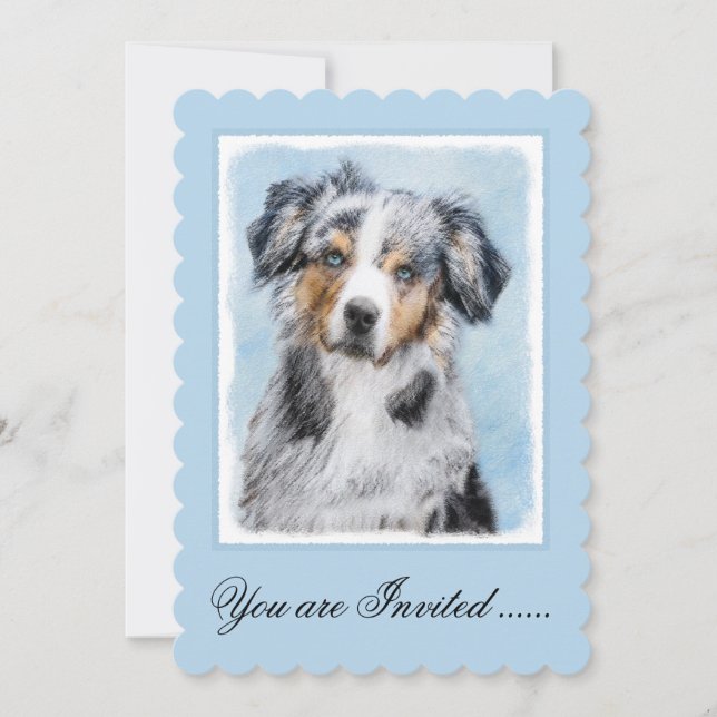 Miniature American Shepherd Painting - Hund Art Inbjudningar (Framsida)