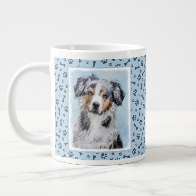 Miniature American Shepherd Painting - Hund Art Jumbo Mugg (Vänster)