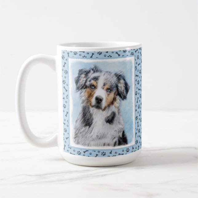 Miniature American Shepherd Painting - Hund Art Kaffemugg (Vänster)