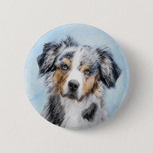 Miniature American Shepherd Painting - Hund Art Knapp (Framsida)