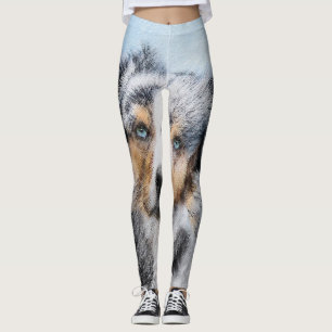 Miniature American Shepherd Painting - Hund Art Leggings