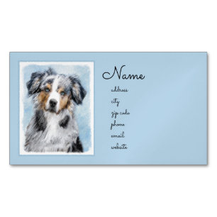 Miniature American Shepherd Painting - Hund Art Magnetiska Visitkort
