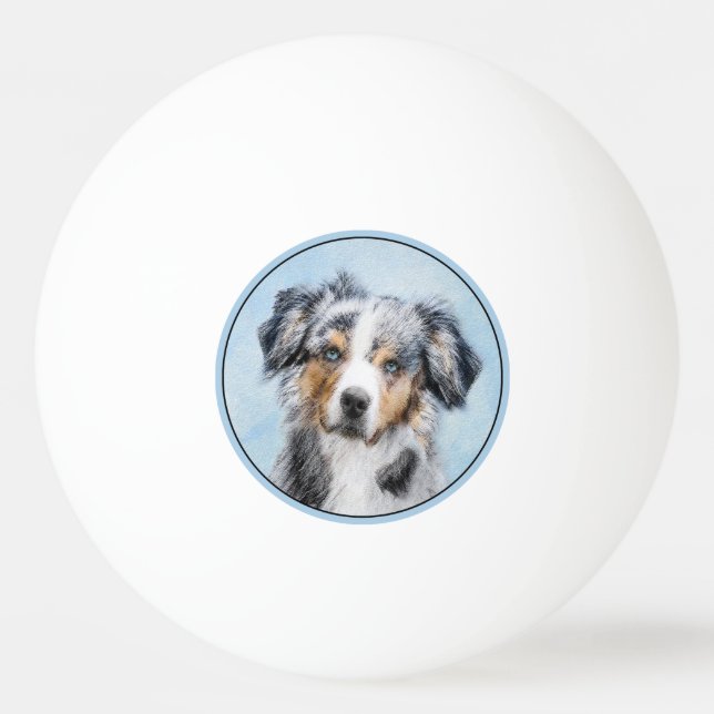 Miniature American Shepherd Painting - Hund Art Pingisboll (Framsidan)