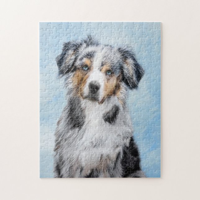 Miniature American Shepherd Painting - Hund Art Pussel (Vertikal)