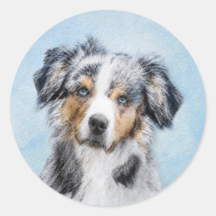 Miniature American Shepherd Painting - Hund Art Runt Klistermärke