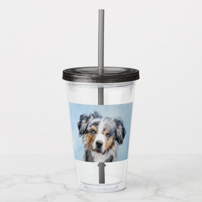 Miniature American Shepherd Painting - Hund Art Take Away Mugg (Framsida)