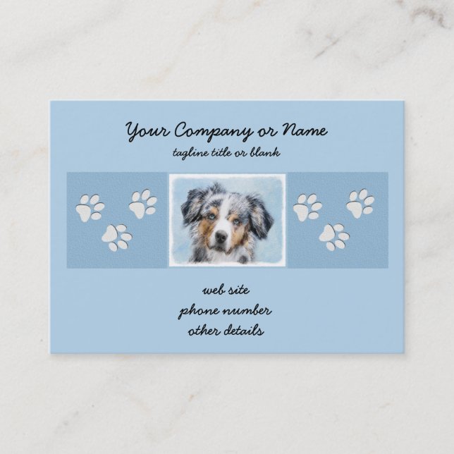 Miniature American Shepherd Painting - Hund Art Visitkort (Framsida)