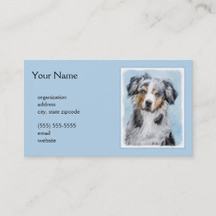 Miniature American Shepherd Painting - Hund Art Visitkort