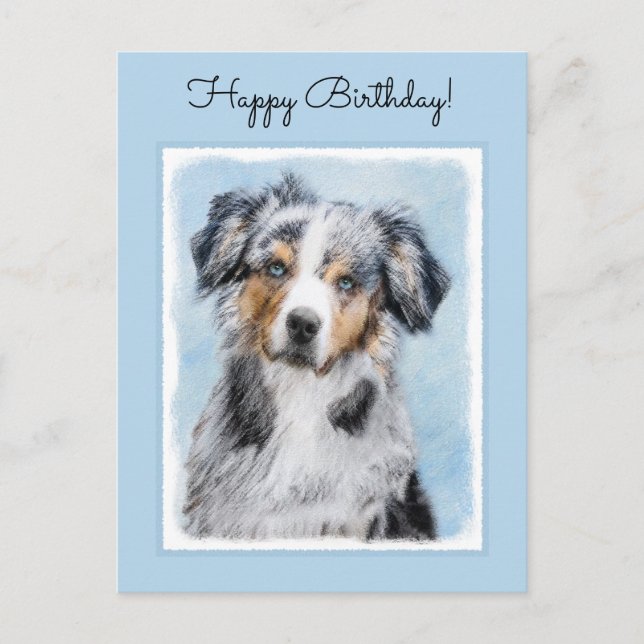 Miniature American Shepherd Painting - Hund Art Vykort (Framsida)