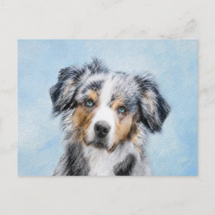 Miniature American Shepherd Painting - Hund Art Vykort