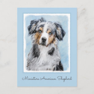 Miniature American Shepherd Painting - Hund Art Vykort