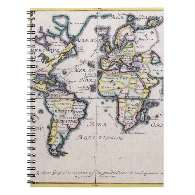 Miniature Antique World Map bärbar dator Anteckningsbok (Framsidan)