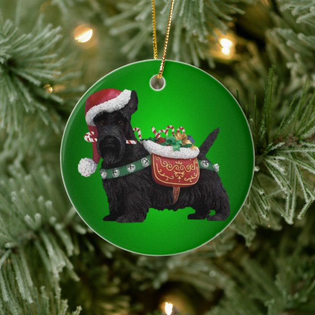 Miniature Black Schnauzer Hund jul Ornament (Träd)