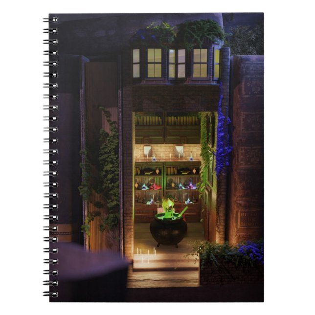 Miniature bok nook diorama - cauldron boil me anteckningsbok (Framsidan)