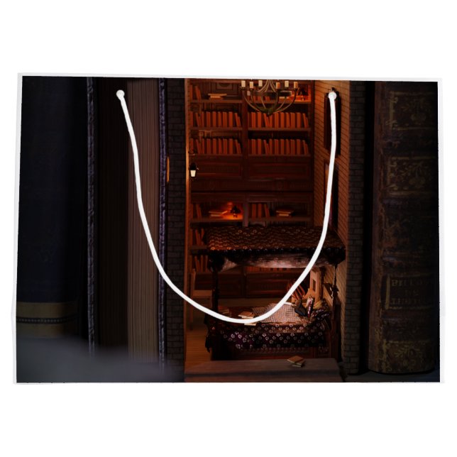 Miniature bok nook diorama - läs i sängen (Baksidan)