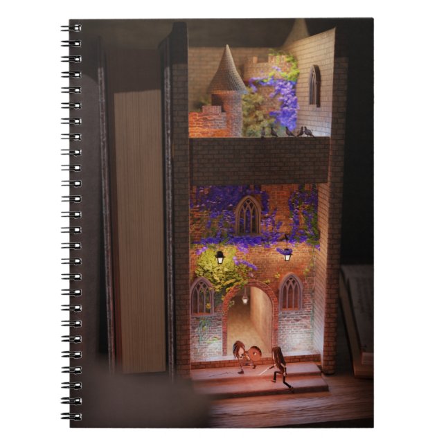 Miniature bok nook diorama - svärd match anteckningsbok (Framsidan)