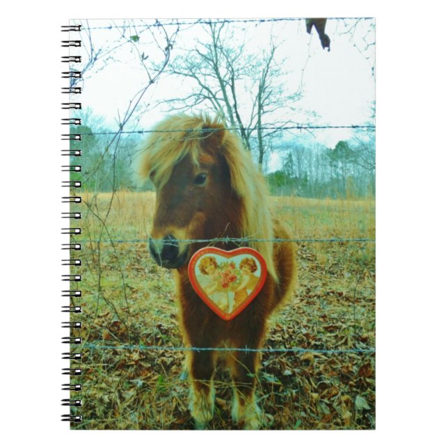 Miniature Brown horse Valentine Heart Anteckningsbok (Framsidan)