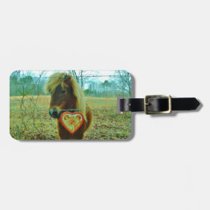 Miniature Brown horse Valentine Heart Bagagebricka