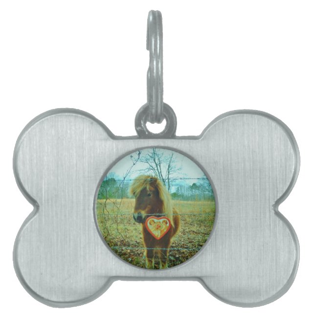 Miniature Brown horse Valentine Heart ID-bricka Husdjur (Framsidan)
