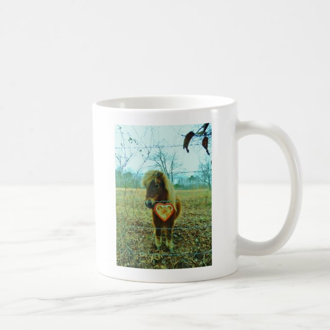 Miniature Brown horse Valentine Heart Kaffemugg (Höger)