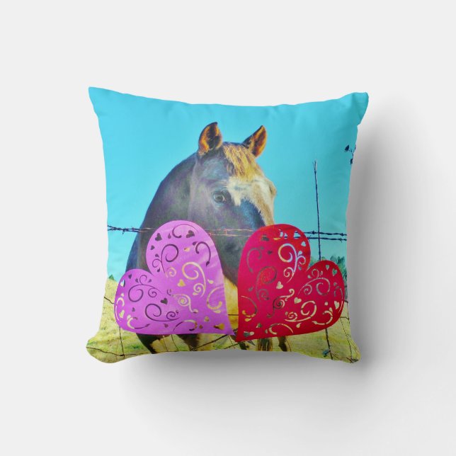 Miniature Brown horse Valentine Heart Kudde (Framsida)