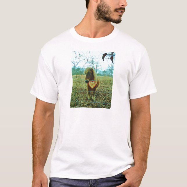 Miniature Brown horse Valentine Heart Tee (Framsida)