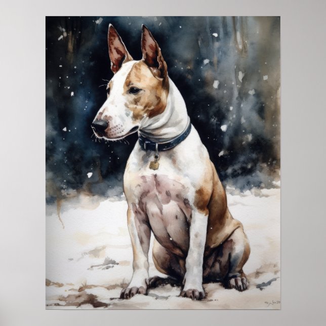Miniature Bull Terrier Hund Art Print Poster (Framsidan)
