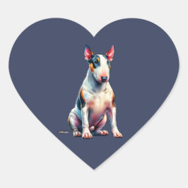 Miniature Bull Terrier Hund Hjärtformat Klistermärke