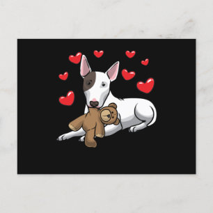 Miniature Bull Terrier Hund with Mjukisdjur Vykort