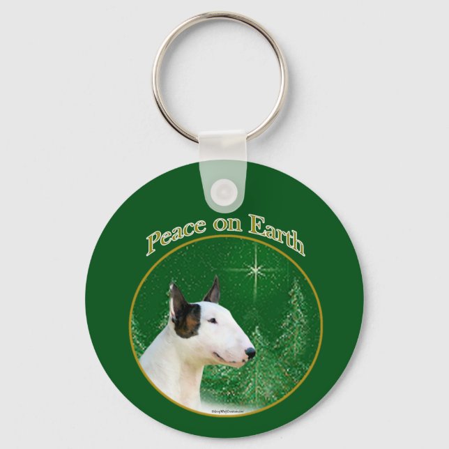 Miniature Bull Terrier Peace Nyckelring (Framsida)