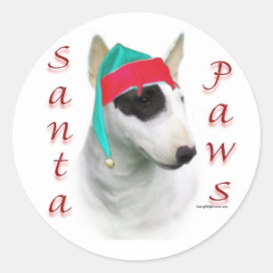 Miniature Bull Terrier Santa Tassar Runt Klistermärke