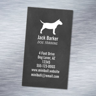 Miniature Bull Terrier Silhouette Chalkboard Stil Magnetiska Visitkort