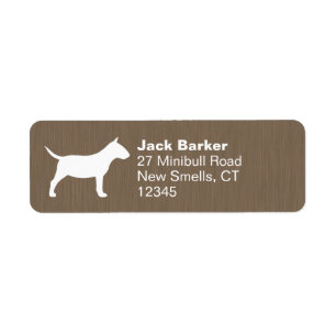 Miniature Bull Terrier Silhouette Returadress Etikett