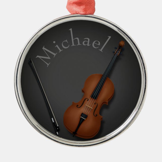 Miniature Cello & Bow Inside Personlig Julgransprydnad Metall (Framsidan)