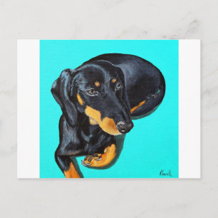 Miniature Dachshund Painting - Floppy Vykort