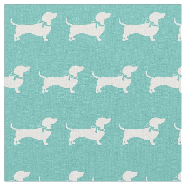 Miniature Dachshund Weiner Hund Silhouette Pet Tea Tyg (Närbild)