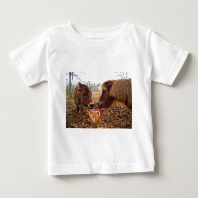 Miniature Donkey & Horse Valentine Heart Tee Shirt (Framsida)