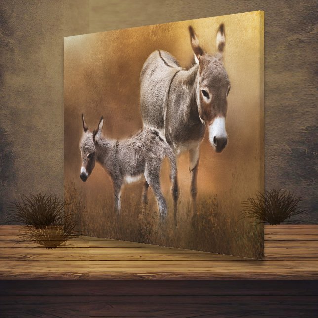 Miniature Donkey med Colt Canvas (Skapare uppladdad)